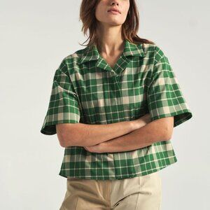 MM6 MAISON MARGIELA Checked Short-sleeve Crepe Shirt In Green - 36 / S